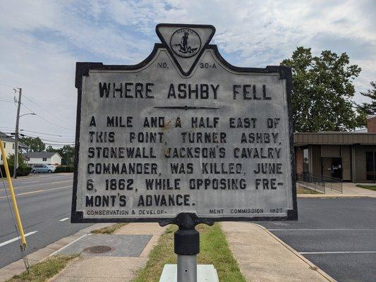 Where Ashby Fell Historical Marker