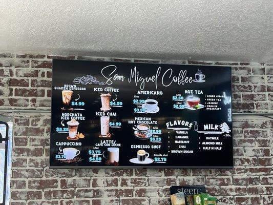 Menu, coffee, Mexican, iced coffee, drink