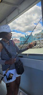 Checking the bait line.
"Did a fish eat my bait?"