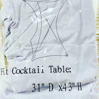 We got cocktail table cover spandex in both
Black & white colors in stock