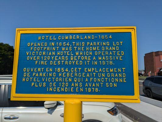 Hotel Cumberland Historical Marker
