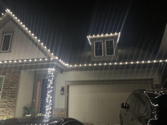 Roof line lighted up.