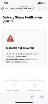 They told me to email Groupon but this what you get and no way to get a hold of them via phone or app.