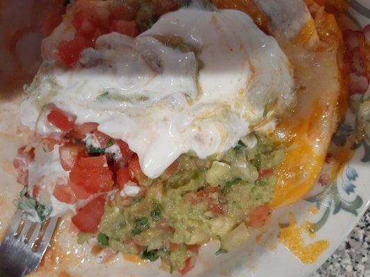 Enchilada style burrito. Picadillo.