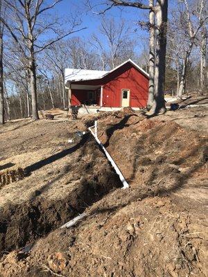 New sewer line coming from the home