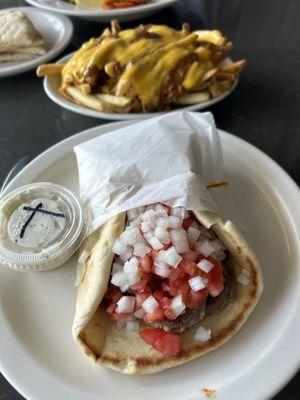 Chili Cheese Fries and Gyro