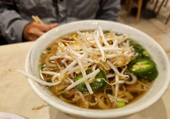 Dinner@Pho 777; 4/2/2025. Hubby David ordered, Pho w/"Tendon & Tripe". I also Ordered a Sm order of Pho Soup, only $2.99, was Good.