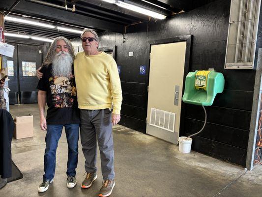 A picture of me on the right at exactly the place I fell and permanently injured in 2013 at Savemart in Madera Ca