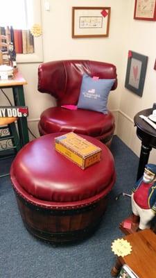 Barrel chair and ottoman