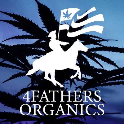 4Fathers Organics Logo with Blue Background