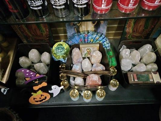 Himalaya stones and oil diffusers.