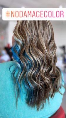 Blue hair extensions and blowout!