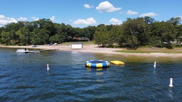 Sandy beach is ideal for family fun.