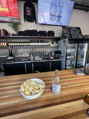 Free popcorn with wine, beer & soft drinks ;)