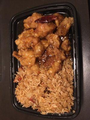 General Tso Chicken with pork fried rice