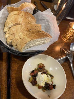 Their bread with butter and olive mixture.