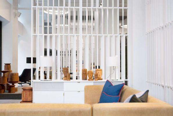 Modern sofa and credenza inside of Blu Dot in NoMad, New York