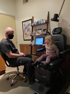 Dr. Mike and my 3 year at her eye exam