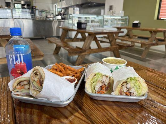 Our meals! They also have lots of desserts in the cases and some cider as well! Maybe next time! :0)