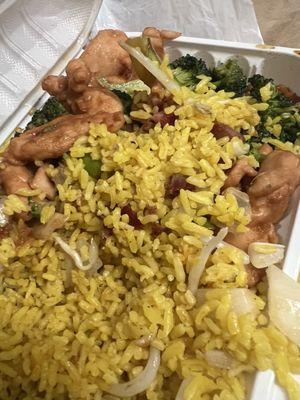 Dry chicken and broccoli combo