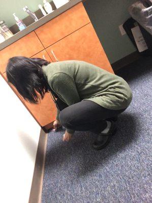 Dr. Perona hiding stickers for my daughter to find. :)