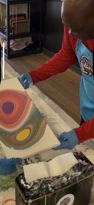 My husband at work creating his masterpiece.