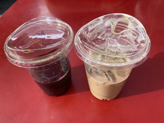 Iced coffee and iced latte