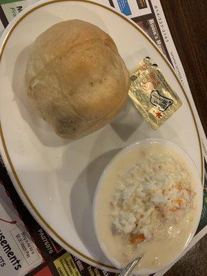 Cole Slaw and warm dinner roll came with fish dinner