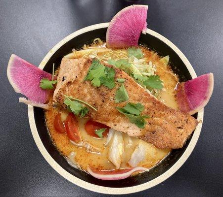 Red Curry Ramen with Salmon