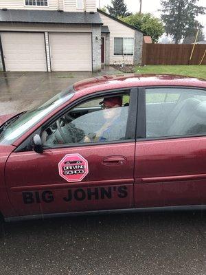 This guy made a blind U-turn right in front of me and I missed hitting him by inches.