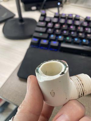 The sprinkler pipe they broke