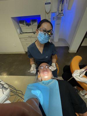 Dr. Tiffany cleaning my teeth!