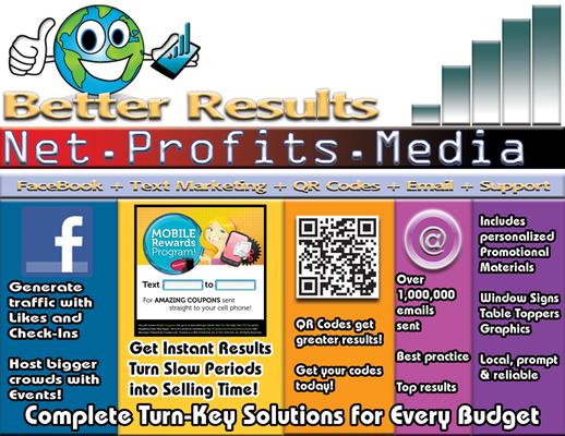 Social Media+Text Message Marketing+QR Codes+Email+Point of Purchase Material. We bring it all together for you.