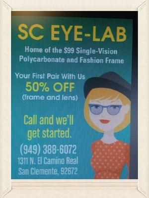 HOME OF THE SINGLE VISION POLYCARBONATE & FASHION FRAME ALL $99.00