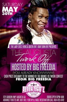 Flyer for Big Freedia appearance.