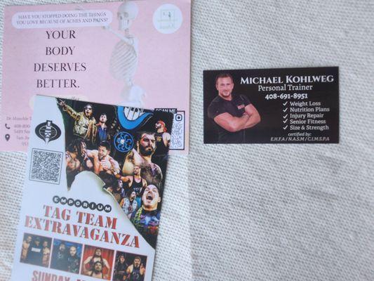 The business card of the owner of Fitness Gym