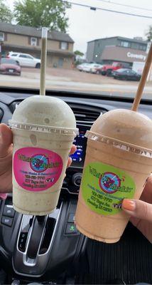 Left - small pistachio protein shake Right - small butter pecan protein shake
