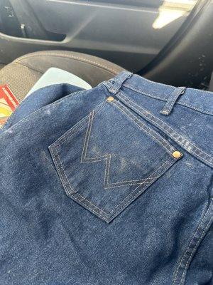 Spot on the pants that she refused to take back