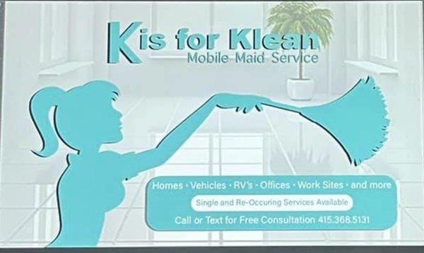 K is for Klean Mobile Maid Service