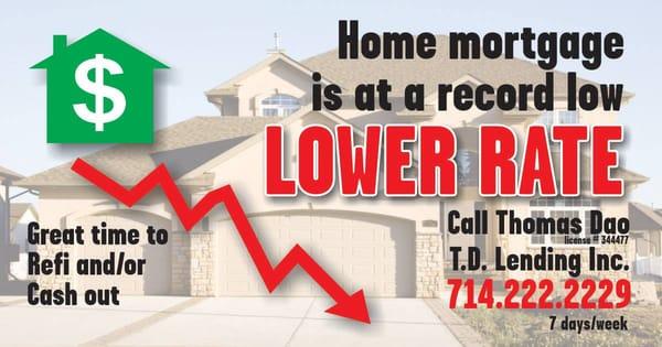 Interest Rate is dropping, Great Time to Buy or Refinance.