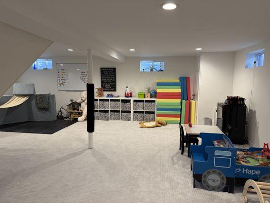 The cleaners vacuumed floors, and organized the family room! Something I never had time to do as a working mom.
