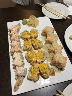 New Harford Roll, Crazy Friday Roll, Sunsine Roll (left to right)