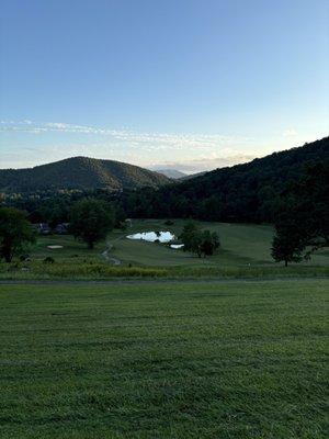 View of the golf course from the back of the pub