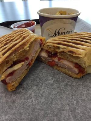 Inside the spicy turkey panini!