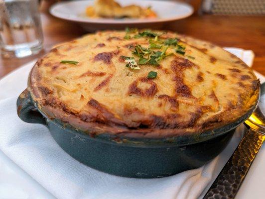 Moussaka. $19. Eggplant, beef, potato, bechamel souffle.