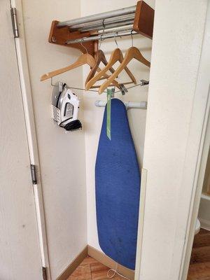Ironing board and hangars