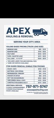 List of a few services offered call for details thank you