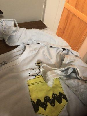 White clothing , colored blue and stained.