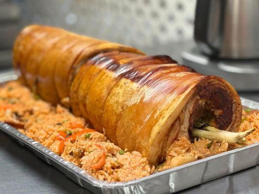 Lechon belly with paella