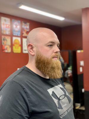 Hot towel head shave w/ Beard trim
